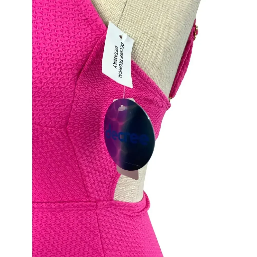 Decree women's/juniors cut out textured‎ one piece swimsuit size XS Hot Pink